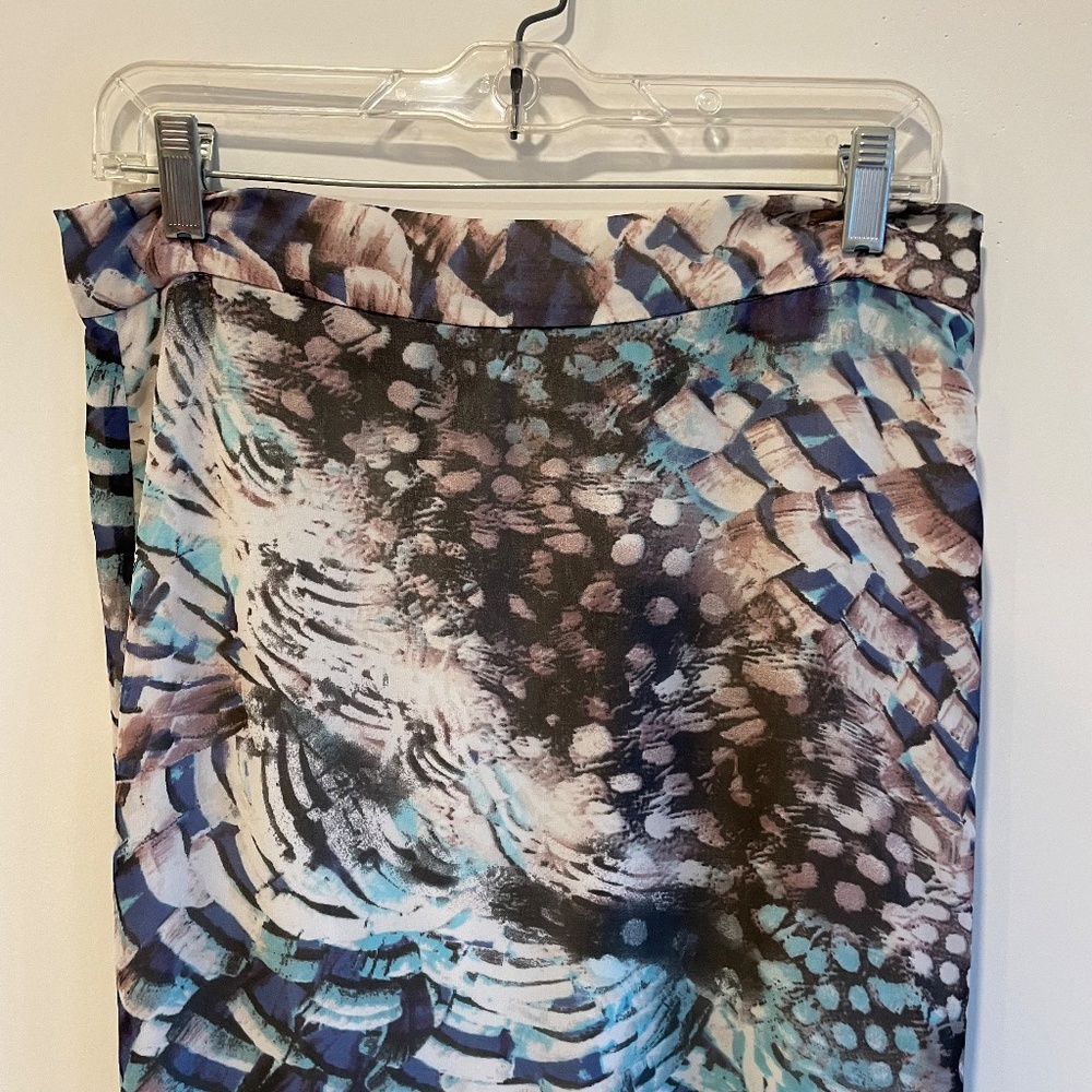 Pencey Feather-Print Long Silk Maxi Skirt - Picture 2 of 6